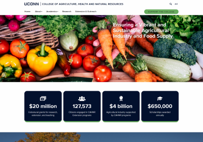 Desktop view of the UConn CAHNR website