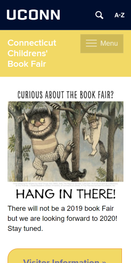 Children's Book Fair Homepage display mobile view