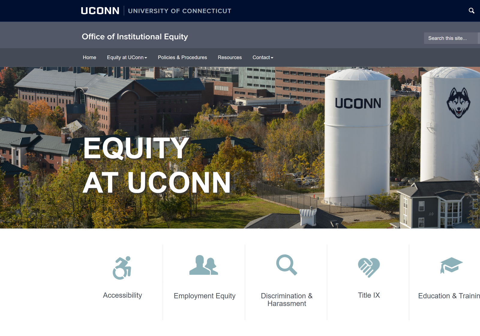 Desktop view of the Equity website