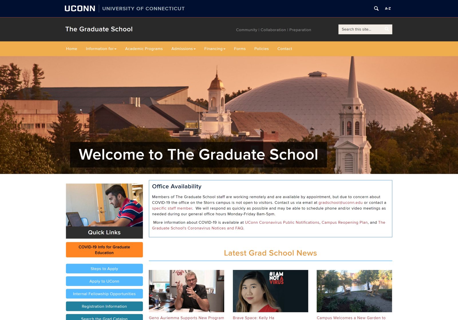 Desktop view of the Graduate School website