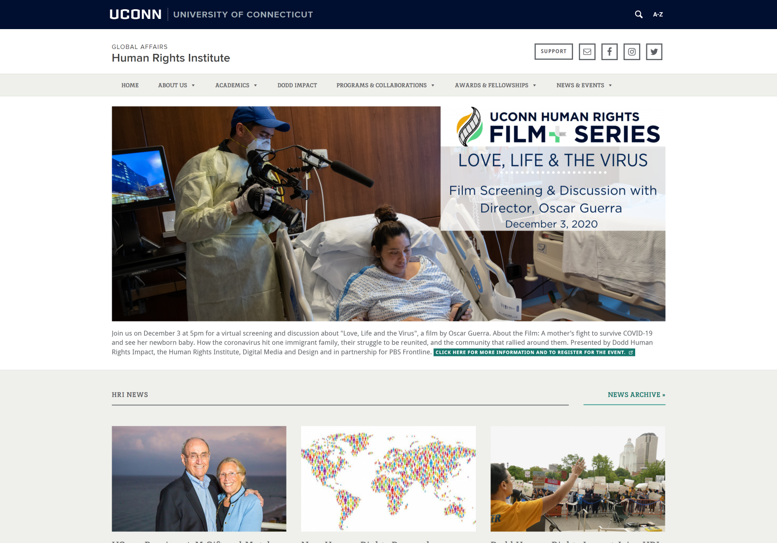 Desktop view of the Human Rights Institute website