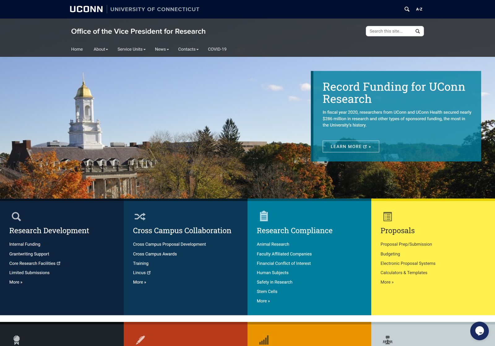 Desktop view of the Office of the Vice President for Research website