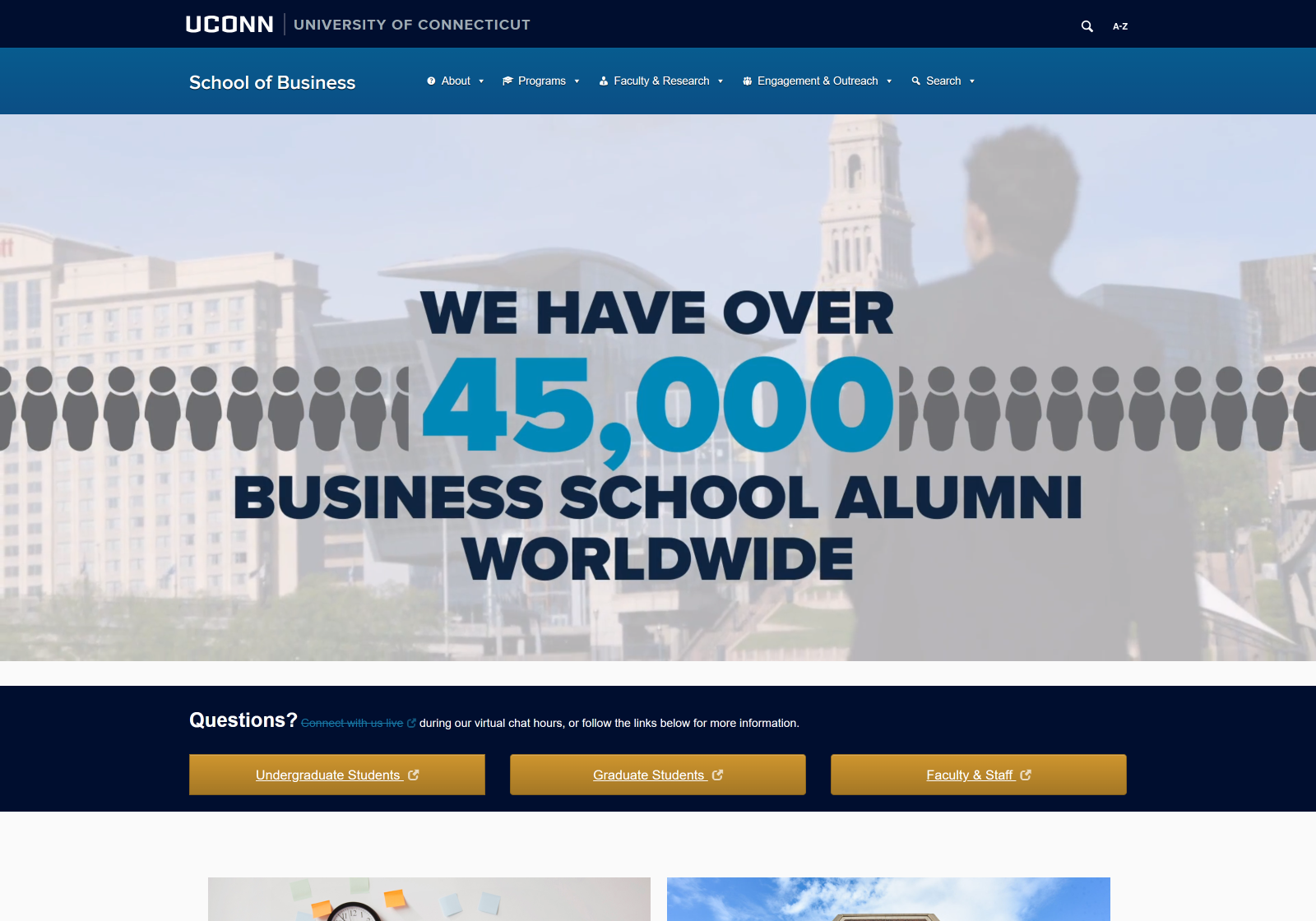 Desktop view of the School of Business website