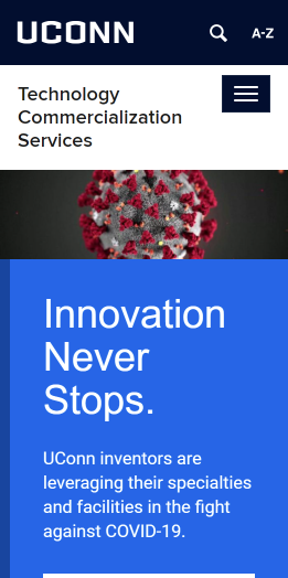 Innovation Homepage display mobile view