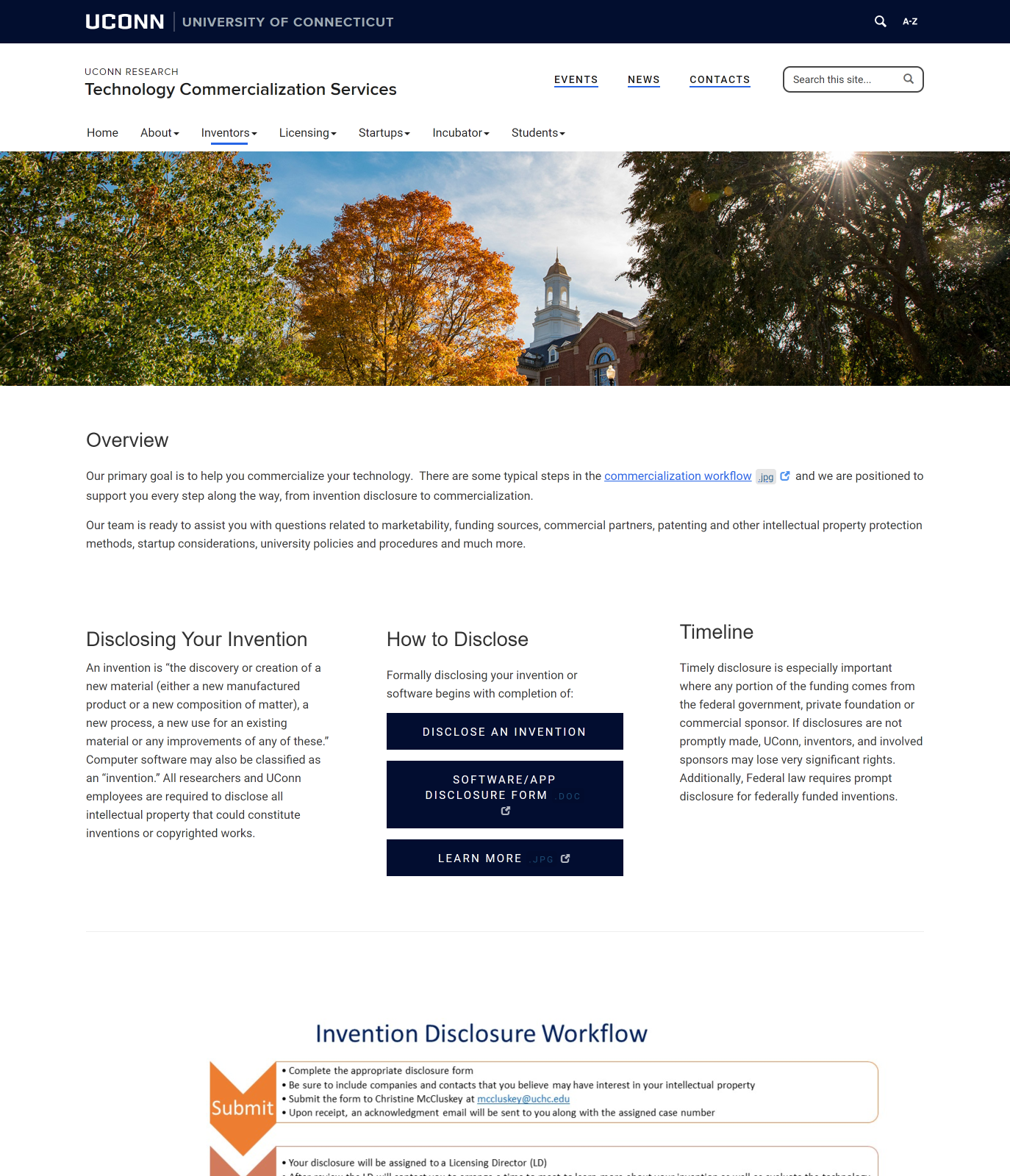 Screenshot of an interior page of the Innovation website